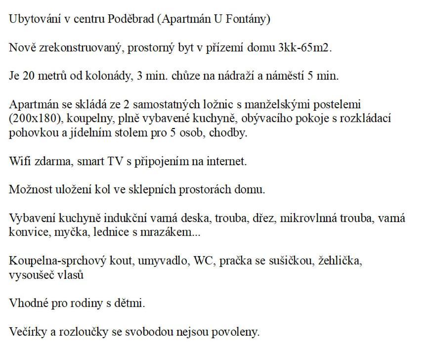 Apartman U Fontany Подєбради Екстер'єр фото